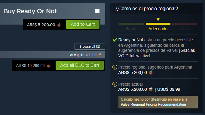 Steamcito: Steam con impuestos de Argentina 2022 – Instale esta extensão  para o 🦊 Firefox (pt-BR)
